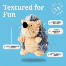 Vibrant Life Gray Hedgehog Plush Dog Toy with Squeaker, Chew Level 2 - Thumbnail 5