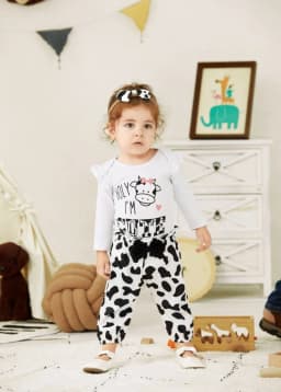 PatPat Newborn Baby Girl Clothes Long Sleeve Romper Bodysuit and Pants Outfit Set, 0-3 Months - Thumbnail 3