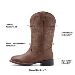 DREAM PAIRS Women's Cowboy Boots Mid Calf Cowgirl Boots Square Toe Chunky Heel Embroidery Stitched Western Boots - Thumbnail 2