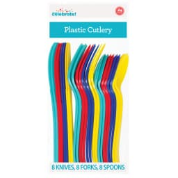 24 Count Multicolor Disposable Plastic Cutlery by Way To Celebrate - Thumbnail 2