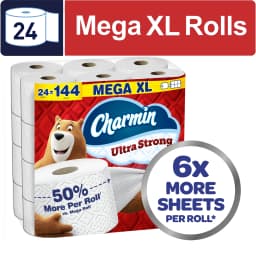 Charmin Ultra Strong Toilet Paper 24 Mega XL Rolls, 330 Sheets Per Roll - Thumbnail 1