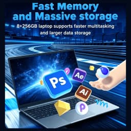 15.6 Inch Molegar Laptop with Intel N5100 Processor, 8GB RAM 256GB SSD, FHD IPS Screen - Thumbnail 4