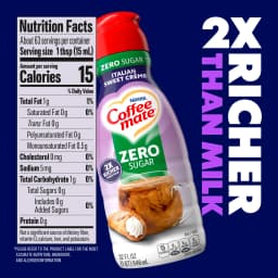 Coffee Mate Non Dairy Zero Sugar Italian Sweet Creme Liquid Coffee Creamer, 32 fl oz Bottle - Thumbnail 6