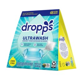 Dropps Dishwasher UltraWash Detergent Pods, Biobased, Fights Grease & Stuck On Food, Lemon Citrus Scent, 48 Count - Thumbnail 1