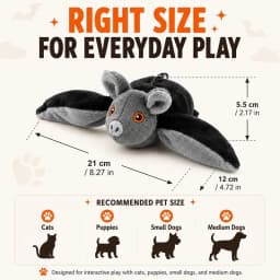 Flying Bat Dog Toy, Interactive Flap Wing Bat Toy for Dogs, Motion Activated Rechargeable Halloween Bat Toy for Dogs, Cats - Thumbnail 7