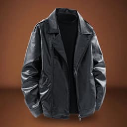 zfhfof Mens Faux Leather Jacket Vintage Casual Notch Lapel Long Sleeve Bomber Coat Fall Winter Windbreaker Outwear with Pockets - Thumbnail 2