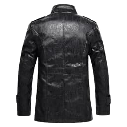 YLSDY Men's Faux Leather Jacket Winter Warm Fleece Lined Pu Leather Coat Slim Fit Motorcycle Jacket Black M - Thumbnail 4