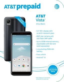 AT&T Vista, 32GB, Onyx Black - Prepaid Smartphone - Thumbnail 8