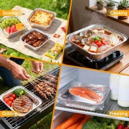 20 Pcs Disposable Aluminum Foil Pans，8“ Square Tin Foil Bakeware for Baking Cakes, Breads, Storing, Prepping - Thumbnail 6
