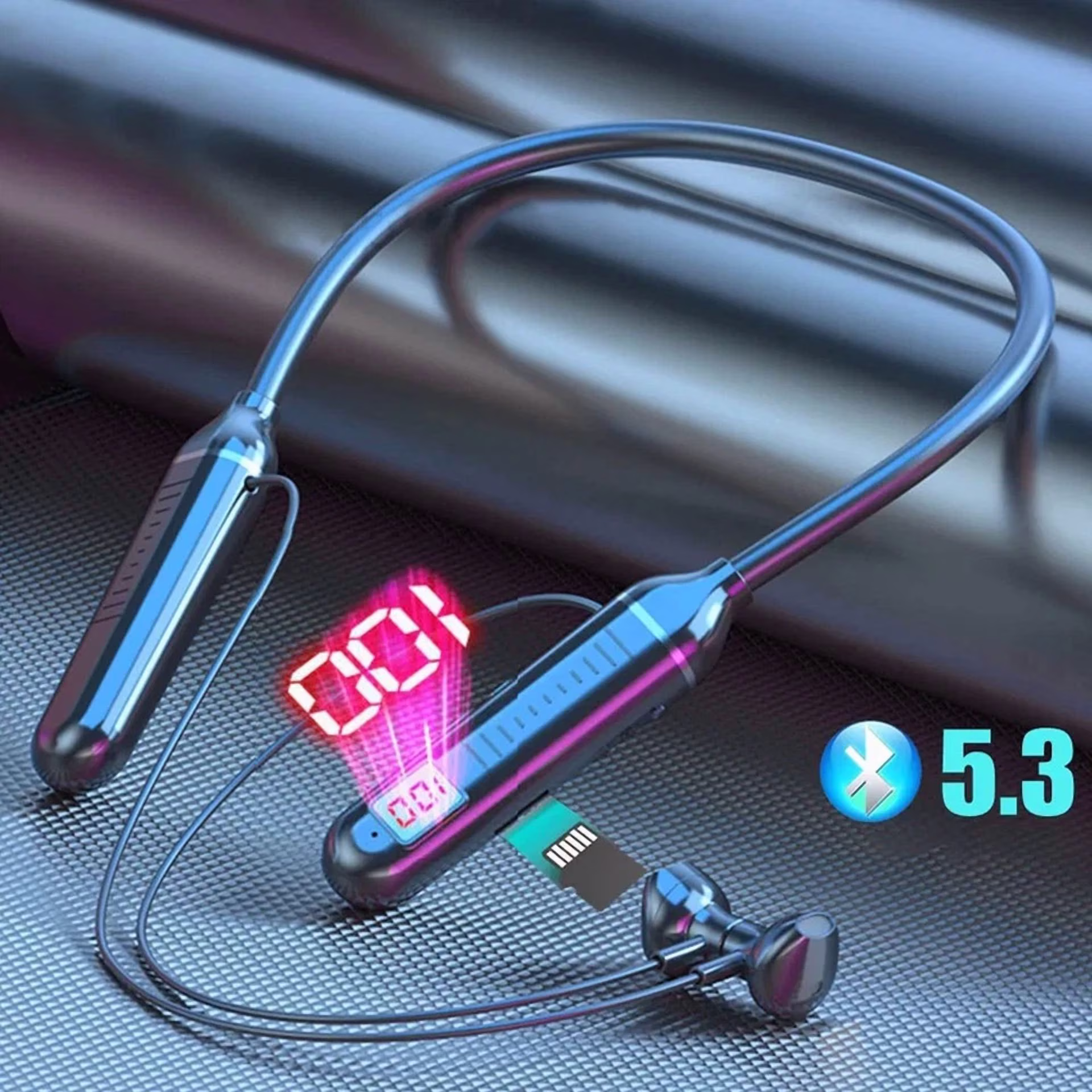KNACK- Bluetooth 5.3 Neckband Headset Wireless Earbuds Earphone Speaker Headphone W/Mic - Thumbnail 2