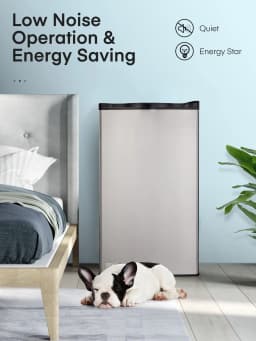 Fridge with Freezer for Bedroom, 3.2 Cu. ft Refrigerator for Office, Stainless Steel - Thumbnail 4