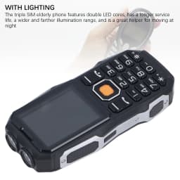 Rugged Seniors Cell Phone 2.6in Ultra Thin Mobile Device 4800mAh Large Battery Triple SIM 2G Network Unlocked Emergency Power Bank Function Heavy Duty Big Button Telephone for Elderly Black - Thumbnail 8