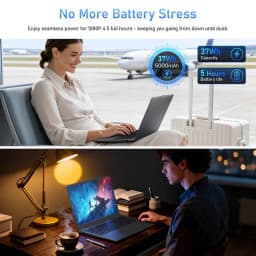 KINOBUC 14" FHD Laptop, Intel 6500Y, 8GB RAM, 256GB SSD, Windows 11, WiFi 5, Bluetooth 5.0, Office Ready - Thumbnail 7