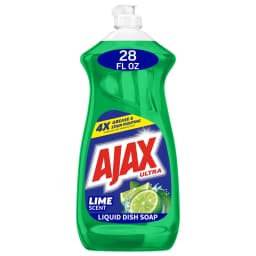 Ajax Ultra Liquid Dish Soap, Mess-Free, Easy-Flip Cap, Lime Scent with Vinegar, 28 fl oz - Thumbnail 1