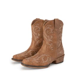 DREAM PAIRS Women's Western Boots Square Toe Chunky Heel Zipper Embroidered Ankle Boots - Thumbnail 1