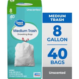 Great Value Medium Drawstring Trash Bags, 8 Gallon, 40 Count - Thumbnail 1