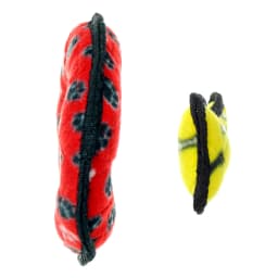 TUFFY Jr Bone Yellow and Ring Red Paw Durable Plush Squeaky Dog Toy, 2 Pack - Thumbnail 4