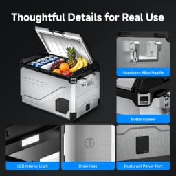 Bodega 63QT Portable Car Refrigerator, Dual Zone 12V/24V Stainless Steel Electric Cooler with App Control, Heavy-Duty Metal Fridge for SUV, Truck - Thumbnail 8