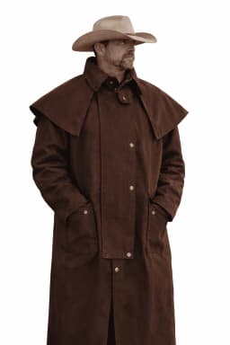 M Mens Oilskin Western Australian Waterproof Duster Coat Jacket 23101BR - Thumbnail 1