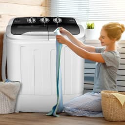 Gymax Compact Mini Twin Tub 8lbs Washing Machine Washer Spinner - Thumbnail 5