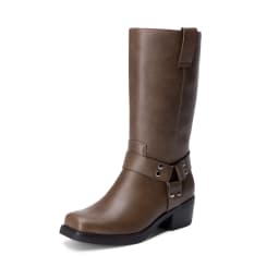 DREAM PAIRS Women's Knee High Black Harness Boots Western Style Riding Boots with Block Heel and Pull Tabs - Thumbnail 1