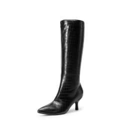 BURUDANI Women Sexy Pointed-Toe Knee-High Kitten-Heel Tall Fashion Boots - Thumbnail 1