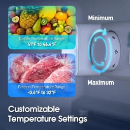 GGTB 4.0 Cu.ft 2-Door Mini Fridge with Bottom Freezer, 7 Temperature Settings, Compact Refrigerator for Dorm Apartment Office, Black - Thumbnail 3