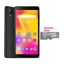TCL A30 Unlocked Smartphone (Prime Black) with Class 10 MicroSDHC Card - Thumbnail 1