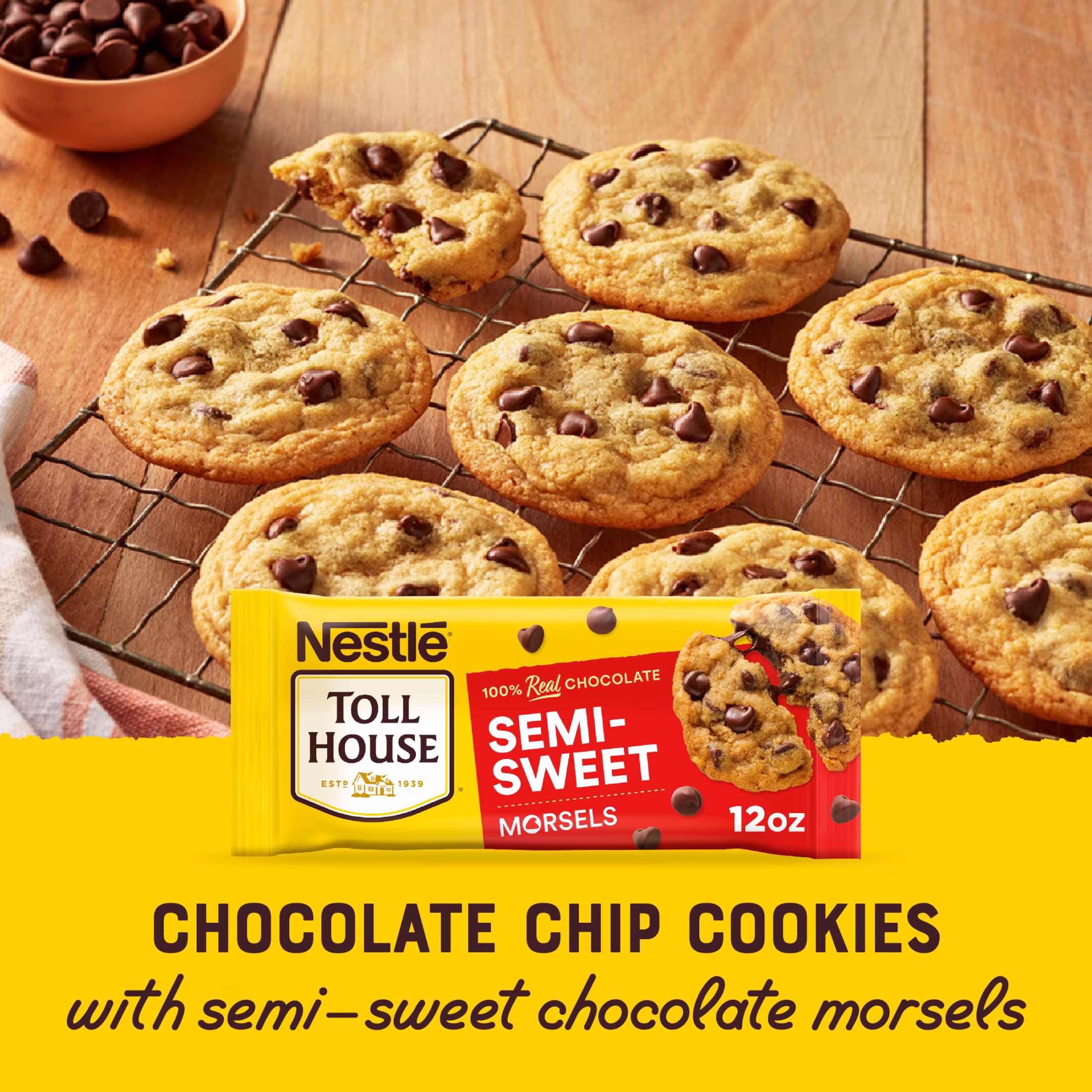 Nestle Toll House Semi Sweet Chocolate Baking Chips, 12 oz Bag - Thumbnail 2