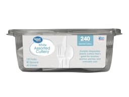 Great Value Plastic Disposable Cutlery Set, White, 240 Count - Thumbnail 3