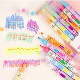 Preplabs 6-Pack Dual Tip Highlighters | Chisel and Fine Tip Color Changing Markers for Bullet Journaling - Thumbnail 7