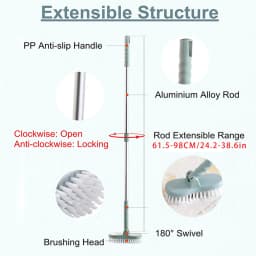 DODOING 2 in 1 Floor Scrub Brush, Adjustable Long Handle Scrubber Cleaning Tile Bathroom Bathtub for Cleaning Tile Shower Bathroom Tub - Thumbnail 3