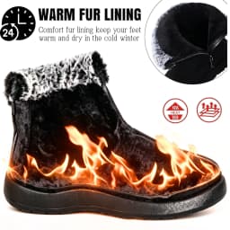 Knivor Waterproof Winter Snow Boots for Women Fleece Lined Non Slip Side Zipper Cozy Ankle Boots for Outdoor Daily Cold Weather Footwear - Thumbnail 4