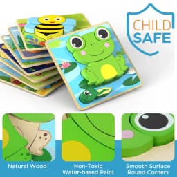 LotFancy Wooden Puzzles for Toddlers 1-3, 8 Pack Animal Toddler Puzzles, Montessori Toys - Thumbnail 7
