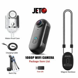 JETO 1080P Mini Body Camera 64GB, Wearable Clip-On POV Camera WiFi App - Thumbnail 5