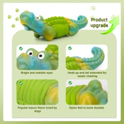 Aelflane Tough Dog Toys,Dog Toys for Aggressive Chewers,Indestructible Dog Toys for Large Breed,Durable Dog Toys for Large Dogs,Bacon Flavor,Green - Thumbnail 2