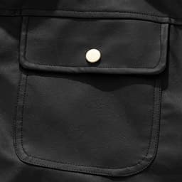 LEKWK Faux Leather Jacket Men Button Down Shiny Big and Tall Bomber Jacket Long Sleeve Vintage Casual Fall Fashion Moto Biker Outerwear Black L - Thumbnail 5