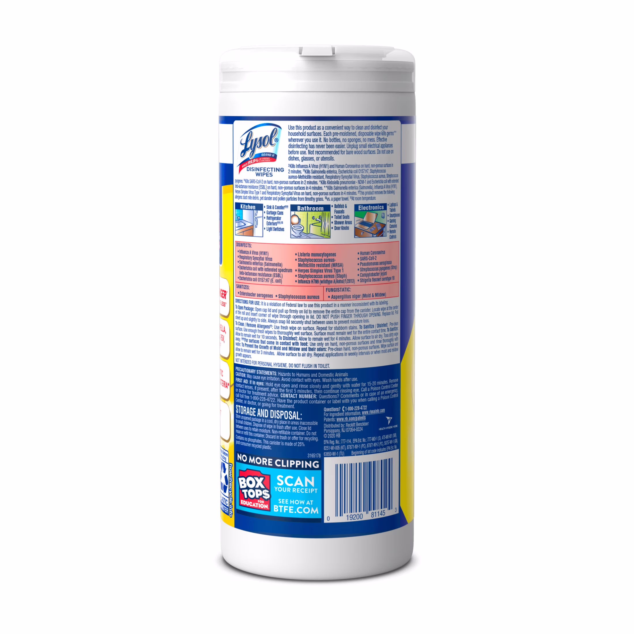 Lysol Disinfectant Wipes, Multi-Surface Antibacterial Cleaning Wipes, For Disinfecting and Cleaning, Lemon and Lime Blossom, 105 Count (Pack of 3) - Thumbnail 3