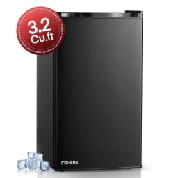 3.2 Cu. ft Refrigerator for Home, Fridge with Freezer for Bedroom, 31"D x 18"W x 19"H, Black - Thumbnail 1