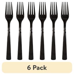 (6 pack) 24 Count Black Disposable Plastic Forks by Way To Celebrate - Thumbnail 1
