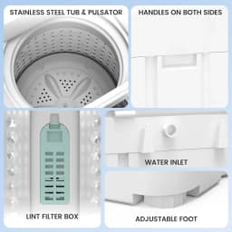 Zynkez 18Lbs Portable Full Automatic Washing Machine, Washer and Spin Dryer Combo with LED Display, Compact Laundry Washer Machine with 7 Wash - Thumbnail 5
