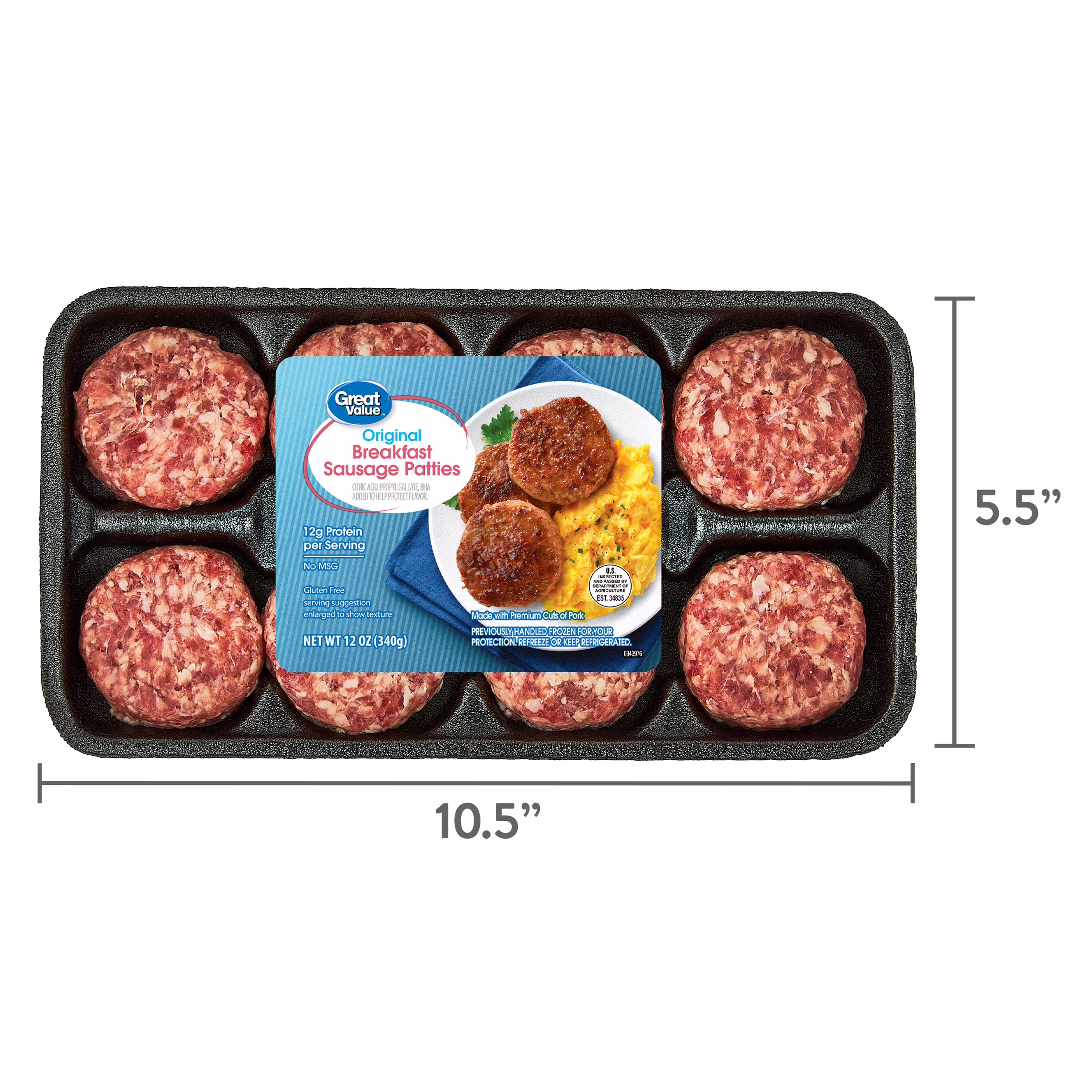 Great Value Uncooked Original Breakfast Pork Sausage Patties, 12 oz Package (Refrigerated) - Thumbnail 7