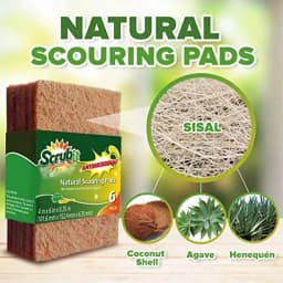 All Natural Scouring Pad by Scrub-it - Cuts Through Kitchen Dirt with Ease - Dish and Pot Non-Scratch Scrubber - 100% Natural Sisal Cleaning - Thumbnail 2