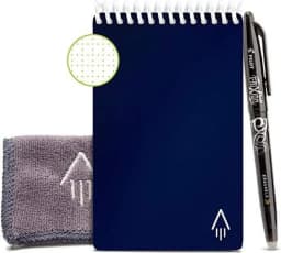 Rocketbook Mini Smart Reusable Spiral Notepad, Blue, Mini Size Eco-friendly Notepad (3.5" x 5.5"), 48 Dot-Grid Pages, Includes 1 Pen and Microfiber - Thumbnail 1