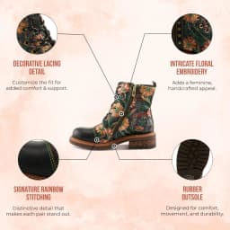 Spring Step L'Artiste Cordea Booties | Embroidered Leather Ankle Boots with Studded Details - Thumbnail 6