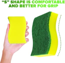 SUWU 5 Count, Double-Sided Scrubber Sponge for Kitchen Cleaning, Non-Scratch Sponges for Dishes, Efficient Scouring Pad for Pot, Pan, Household - Thumbnail 5