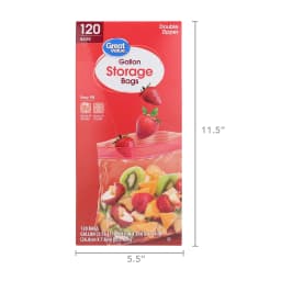 Great Value Double Zipper Gallon Storage Bag, 120 Count - Thumbnail 5