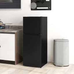 HOMCOM Small Fridge with Freezer, 4 Cu Ft Refrigerator with Shelves, Black - Thumbnail 2