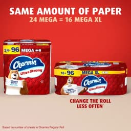Charmin Ultra Strong Toilet Paper 24 Mega Rolls, 220 Sheets Per Roll - Thumbnail 7