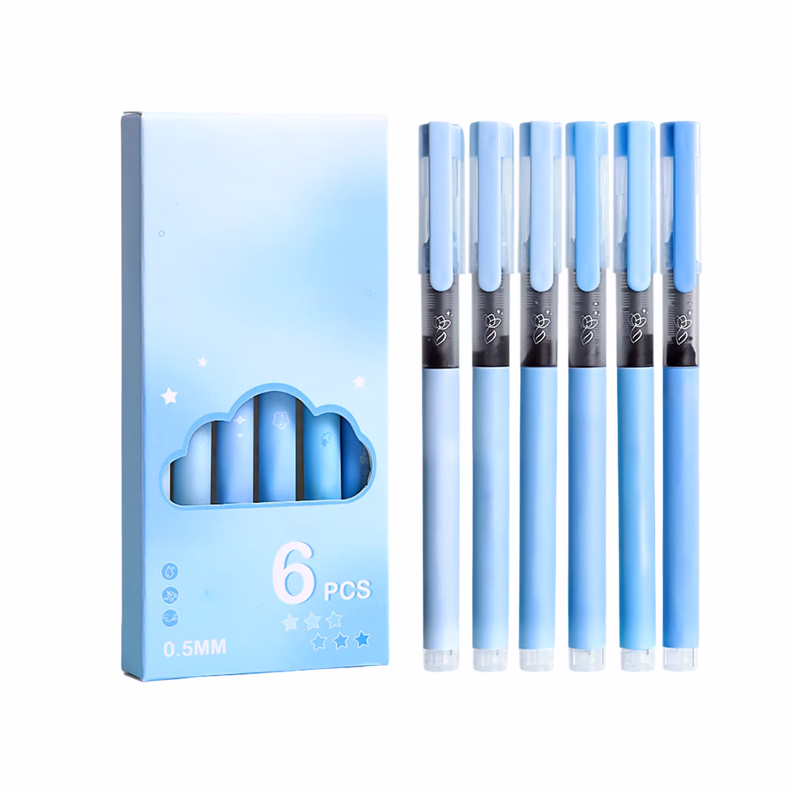 Under 1$ Dollar Straight Liquid Ballpoint Pen Sign Pen, 0.5mm High Capacity Black Ink Water Pen, Fast Drying Exam Writing Pens,Blue - Thumbnail 3